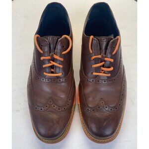 Cole Haan Great Jones Brown Orange Wingtip Oxford Shoes Men Size 9 M